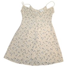 Vintage Geesy Ditsy Floral Tie Front Mini Slip Dress Cottagecore Feminine S