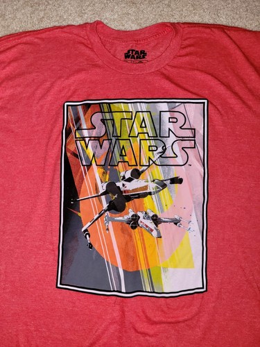 Star Wars Shirt Mens 2x Large Red Graphic Crew Neck Short Sleeve X-Wing - Picture 2 of 9