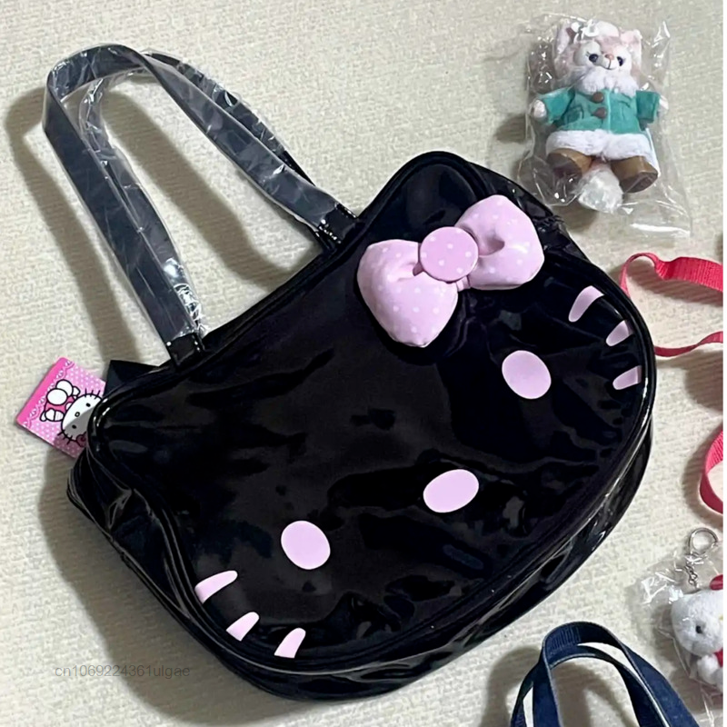 Hellokitty black Tote Bag Bowknot Underarm Handbag Portable