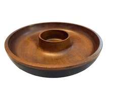 Pottery Barn Springwood Chip & Dip Serving Bowl Platter Dish Wooden 14.5”