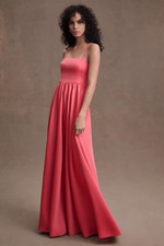 BHLDN /Anthropologie Elsie Straight-Neck Satin A-Line Gown