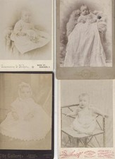 SET OF FOUR CABINET CARD PORTRAITS OF ADORABLE BABIES - FROM VARIOUS LOCATIONS