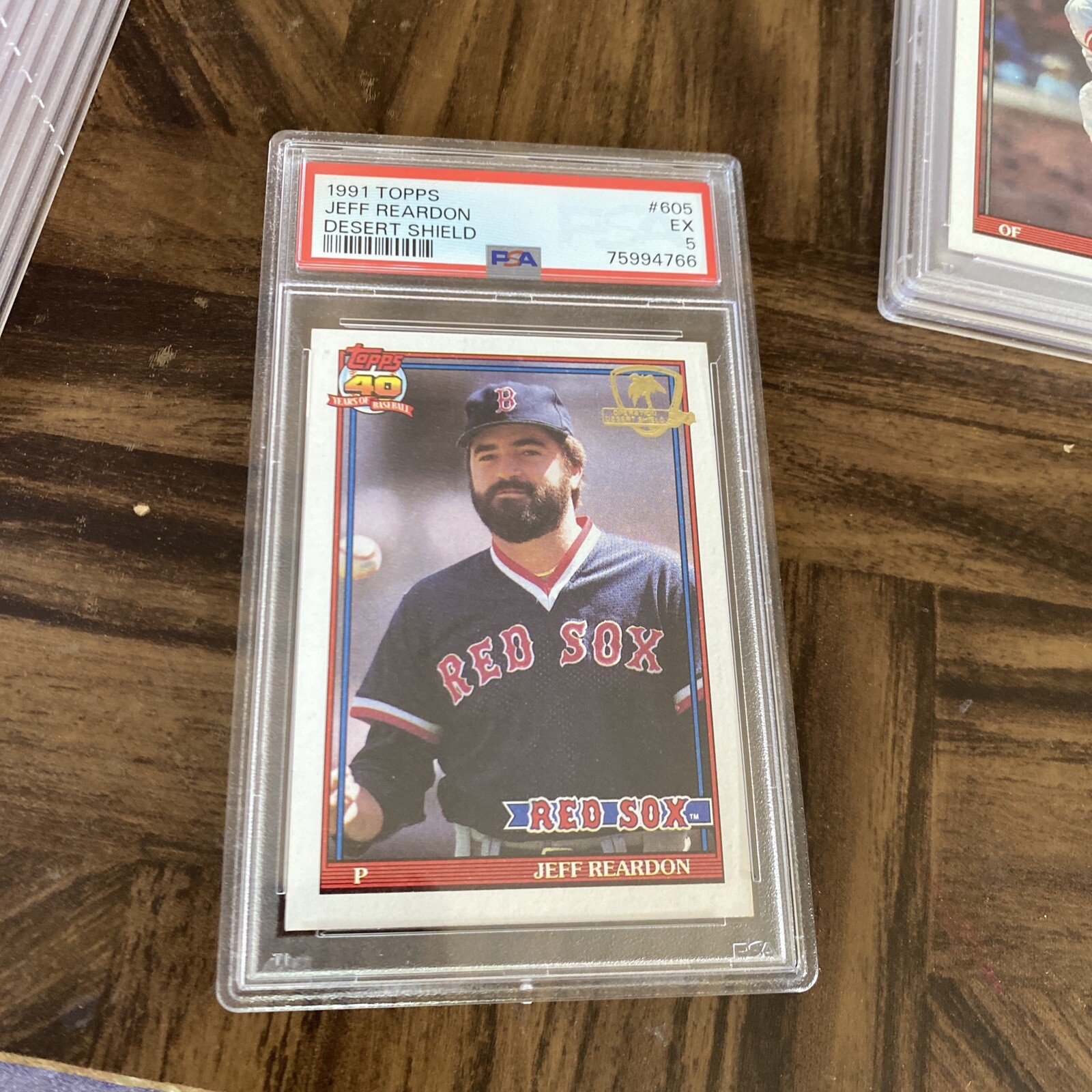 1991 TOPPS DESERT SHIELD #605 JEFF REARDON PSA 5 RED SOX AUTHENTIC