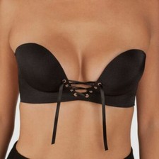 38 Fashion Forms Women's Black U-Plunge Push-Up Strapless Adhesive Bra Size C