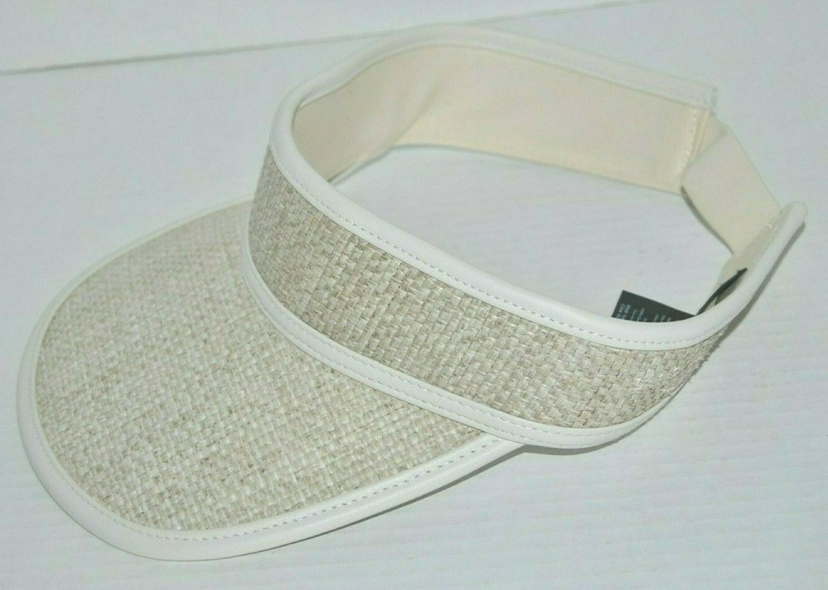 NWOT RAG & BONE Woven Visor Khaki Cream Leather Trim Elastic 
