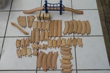 Wooden Train Track Lot of 54 Pieces and Blue Bridge Thomas The Train Brio Ect