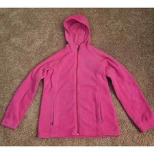 Columbia Girl's Full Zip Fleece Hooded Jacket Pink- Size Large