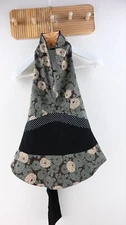 High tea with Mrs Woo halter tie back top in black, sage & nutmeg size S
