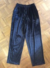 VINTAGE FASHION BUG BLACK SOFT VELOUR PULL-UP STRETCH KNIT PANTS SLACKS MEDIUM