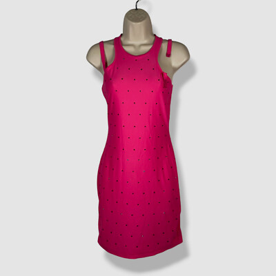 Versace Jeans Couture Racerback Crystal Mini Bodycon Dress, Pink, Women's, XS, Cocktail & Party Wedding Guest Dresses Bodycon Dresses