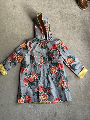 Matilda Jane Daydream Tut Tut Floral Full Zip Hooded Raincoat Size Medium EUC