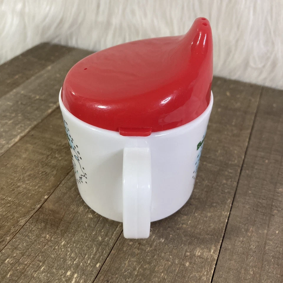 De colección 1993 Trineo Barney Dinosaurio 6 OZ Sippy Niño Taza Doble Mango con Tapa Foto 4 de 4