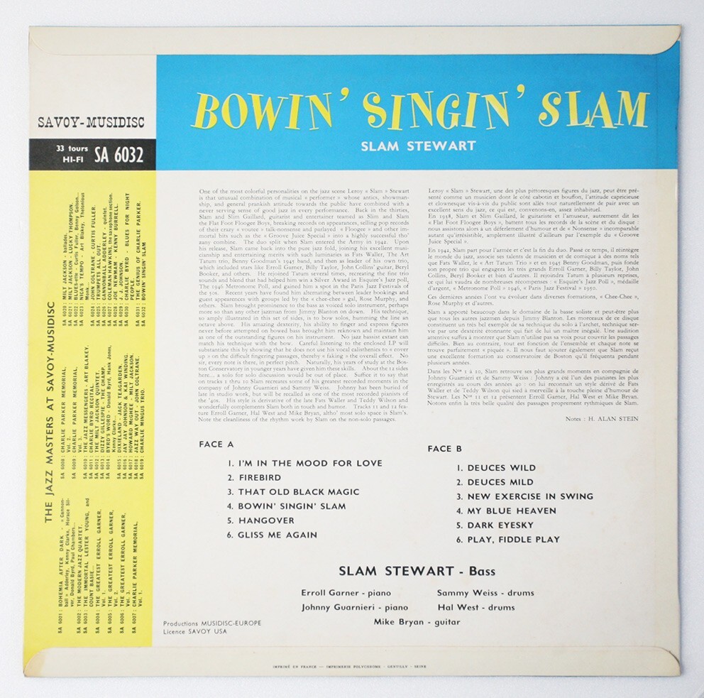 CD Slam Stewart ボウイン・シンギン・スラム COCB50422 SAVOY 紙ジャケ /00110 CD Slam Stewart ボウイン・シンギン・スラム COCB50422 SAVOY