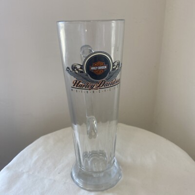 Harley Davidson Motorcycles Beer Glass Mug Stein Logo Handle 9" Tall