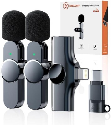 Mini Mic Pro Wireless Microphone for iPhone iPad Android Lavalier Microphone ...