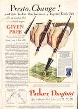 Presto, Change! Parker Duofold pen ad 1931