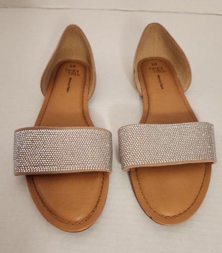 Time and Tru Memory Foam Kunstleder Slipper mit Strassriemen Größe 10.