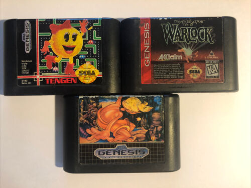 Sega 3 Game Lot Greendog, Warlock & Ms. PAC-MAN - Afbeelding 1 van 1