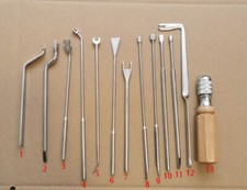 Lot of 13 Piano Tuning  Repair Tools w/Wood Handle for Grand Piano Excellent