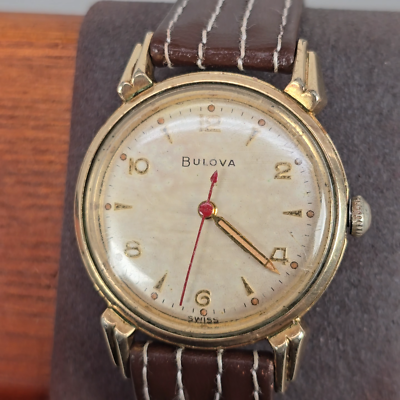 VTG 1957 Bulova Convoy Mens Wrist Watch Gold-Tone Manual 