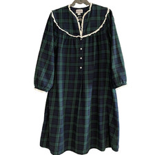 Lanz of Salzburg Flannel Nightgown Size M Womens Tartan Plaid Grandma Grannycore