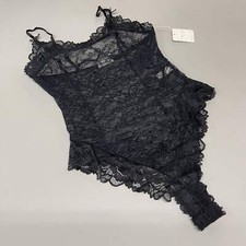 FREE PEOPLE Sheer One Touch Bodysuit Leotard Women's Sz XS Black Lace OB1457989
