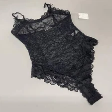 FREE PEOPLE Sheer One Touch Bodysuit Leotard Women's Sz XS Black Lace OB1457989