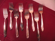 8-Salad Forks Wm. Rogers MFG Co International Allure/Teatime Silverplate 6 1/8"