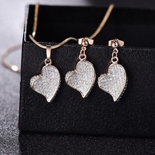 Stunning, Yellow Gold Filled Crystal Necklace and Earrings Set