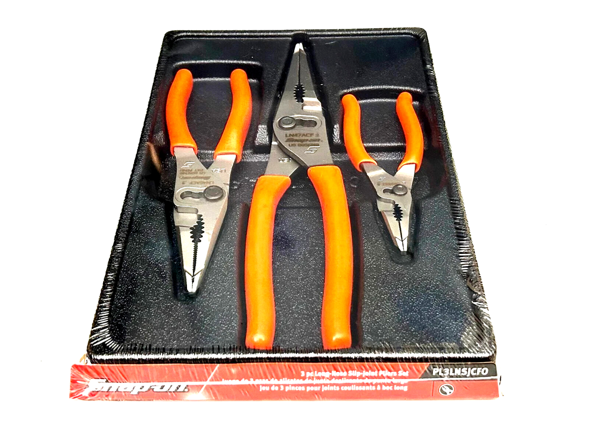 SNAP ON PL3LNSJCF O ORANGE 3pc Soft Grip Long Nose Slip Joint