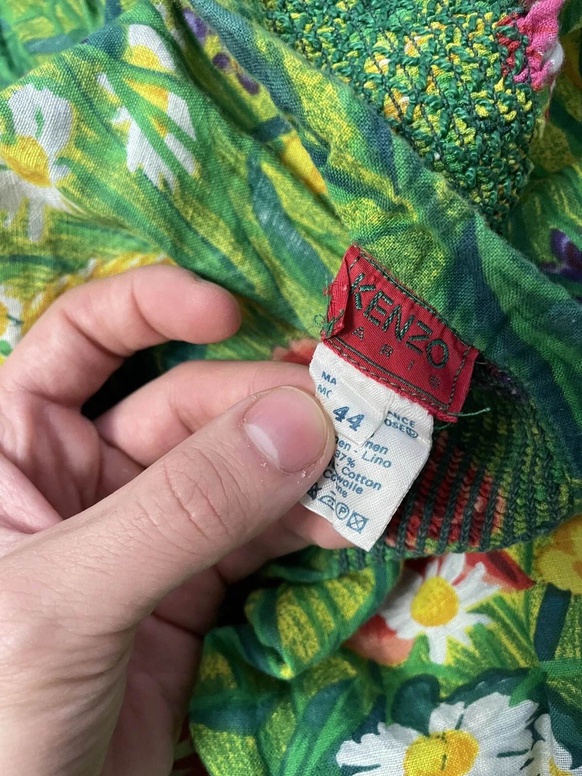 Pantalone Kenzo vintage anni 90 80 fiori colorati Y2K lino taglia 44 leggero