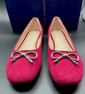 NIB SZ 8.5 Adrienne Vittadini Women Hot Pink Cavallo Ballet Flats Suede Leather