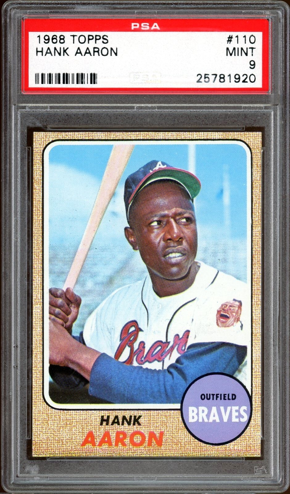 1968 Topps #110 Hank Aaron HOF Atlanta Braves PSA 9 Mint