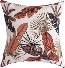 Set of 2 Decorative Jacquard Throw Pillow Cover Tropical Leaf Pattern, 18" x 18"