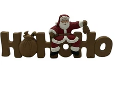 Clay/Resin Santa Claus Folk Art HoHoHo Feestanding Sign Plaque Figure Christmas