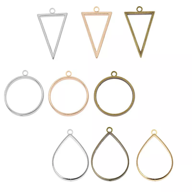 10PCs Blank Pendant Frame Cabochon Tray Metal Hollow Circle