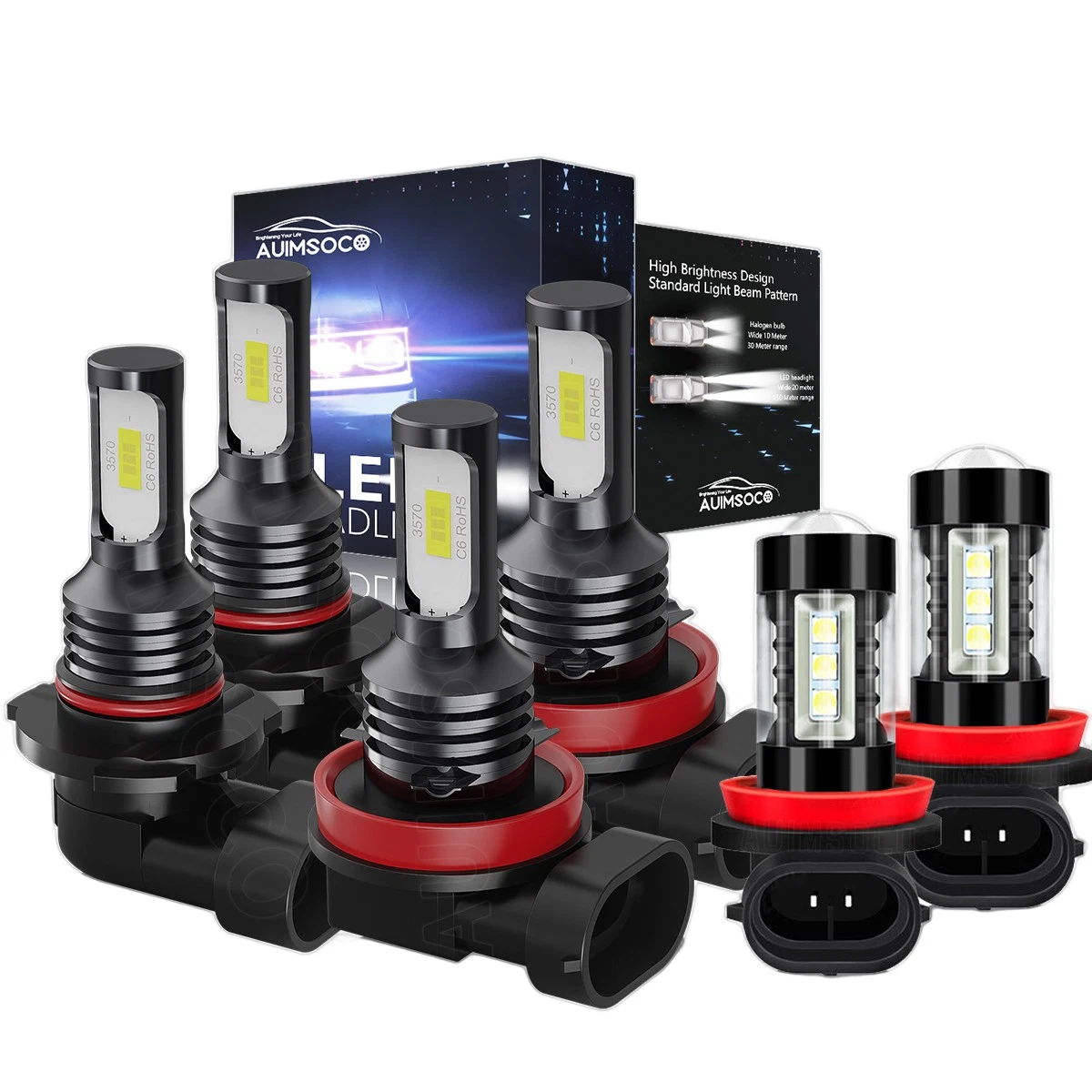 LED Headlight KIT Bulbs Hi&Low Fog Beam For Lexus IS250 2010-2015 Super Bright