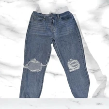 REWASH Brand High Rise Mom Jeans Women's 11/30 Frayed Hem Cuffs Distressed 30 26