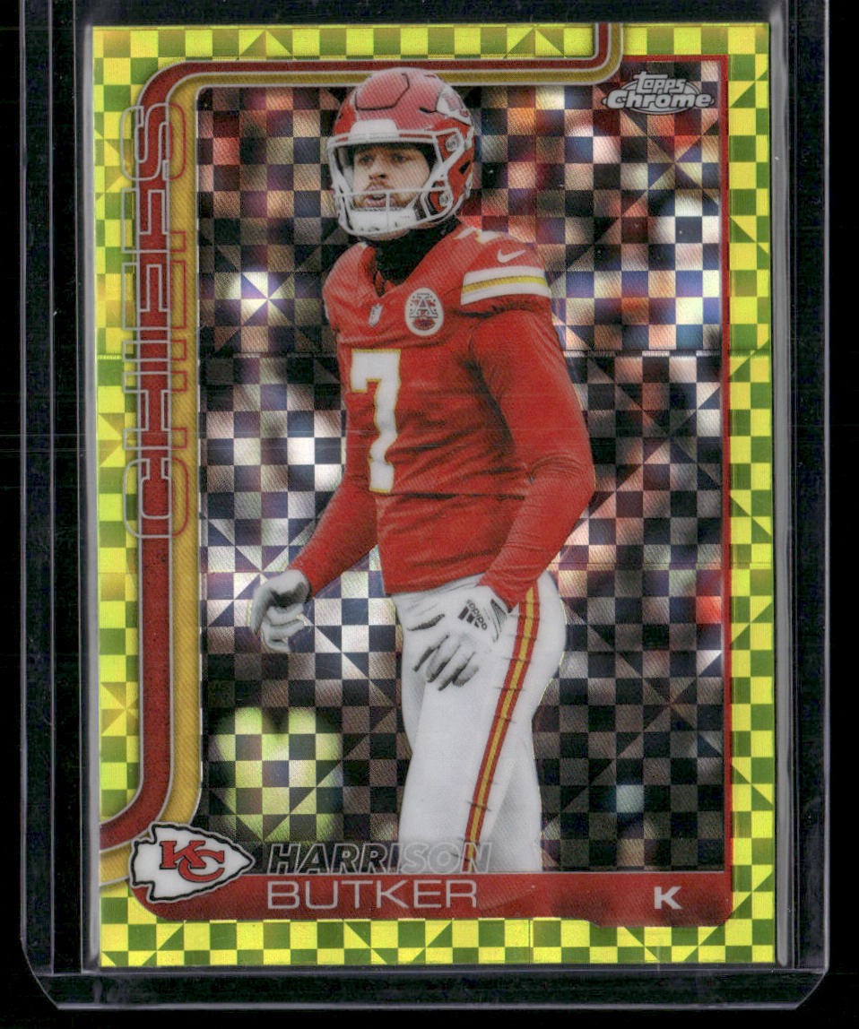 2025 Topps Chrome #151 Harrison Butker Lime Green X-Fractor