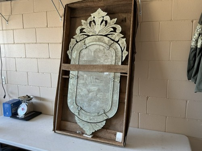 #ad Vintage Venetian Ected Glass Mirror Found In Ocala Fl Estate Storage locker $6500.00