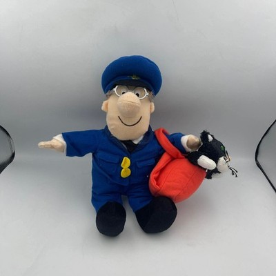 Postman Pat 12'' Plush Soft Toy & Jess Cat in his Postbag 2008 Rare
