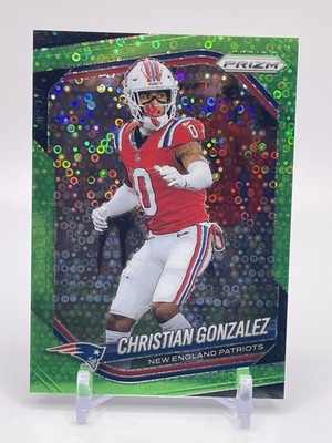 2025 Christian Gonzalez /10 Green Prizm Disco! Bookend. Patriots