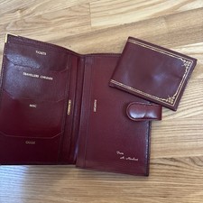 Set Of 2 Vintage Red Leather Wallets - Travel Passport, Tickets Etc  Pocket