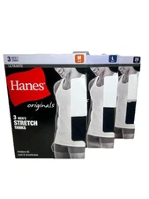 Hanes Men 3 Pack Modern Fit Black and White Stretch Tanks Sizes S, M, L, XL 2XL