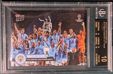 MANCHESTER CITY TEAM WINS UCL TROPHY 2022-23 TOPPS NOW #117 BGS 10 Black Label