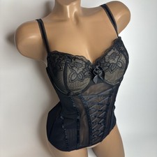 Vintage Victoria’s Secret Very Sexy  Black Lace Bra Corset Bustier Underwire 36C