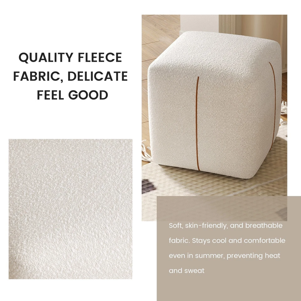 "Otomana cuadrada con tela de felpa 18,5"" tapizada pequeño zapato taburete reposapiés" Foto 4 de 4