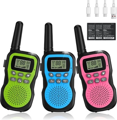 MARKE APKEZEL Walkie Talkie Kinder 3er Set, Apkezel Walky Talky mit 1000mAh Aufladbar Akku,