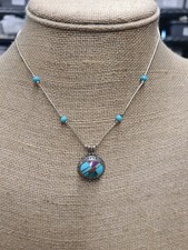 16" Sterling Silver Turquoise Inlay Necklace