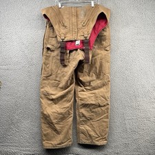 Carhartt Insulated Bib Overalls Mens Fit 38x32 Beige Brown Duck Canvas Relaxed